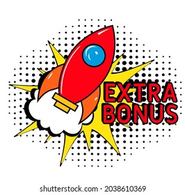 Comic book explosion with text Extra Bonus, vector illustration. Extra Bonus. Comic advertising concept with Extra Bonus wording. Modern Web Banner Element