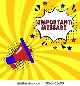 Comic book explosion with text important message, vector illustration. important message in comic pop art style. Comic advertising concept with important message wording. Modern Web Banner Element