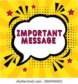 Comic book explosion with text important message, vector illustration. important message in comic pop art style. Comic advertising concept with important message wording. Modern Web Banner Element