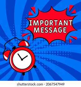 Comic book explosion with text important message, vector illustration. important message in comic pop art style. Comic advertising concept with important message wording. Modern Web Banner Element