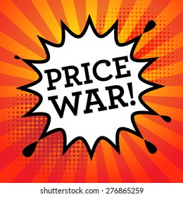 Comic book explosion with text Price War, vector illustration