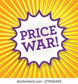 Comic book explosion with text Price War, vector illustration