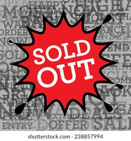 Comic book explosion with text Sold Out, vector illustration