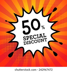 Comic book explosion with text Special Discount, vector illustration