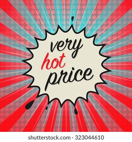 Comic book explosion with text Very Hot Price, vector illustration