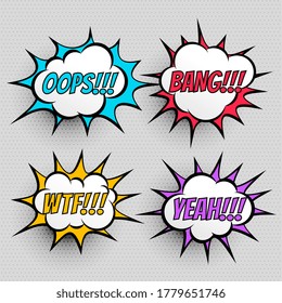 comic book expression text effect set of four