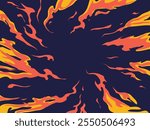 Comic book fantastic fire flames, Fire cartoon background, Hand drawn vector illustration.