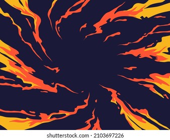 Comic book fantastic fire flames, smoke backgrounds. Design template page. Hand drawn vector art illustration. 