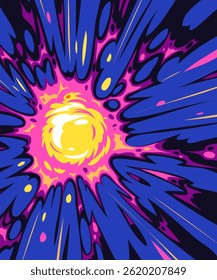 Cómic llamas fantásticas del fuego, fondos del humo. Boom arte de dibujos animados. Página de Plantilla de diseño. Dibujado a mano ilustración de Arte vectorial. 