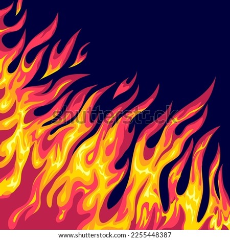 Comic book fantastic fire flames, smoke backgrounds. Design template page. Hand drawn vector art illustration. 