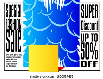 Comic book fashion sale social media post design. Cartoon colored poster template. Vector comics premium backdrop illustration.