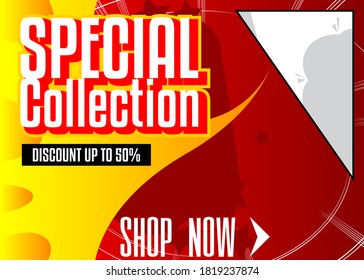 Comic book fashion sale, unique social media post design. Cartoon colored poster template for anyone. Vector comics sale and discount backdrop illustration