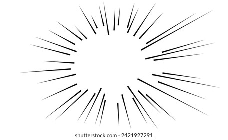 comic book flash explosion radial lines on transparent background. Speed lines, Flash ray blast glow, Bright black light strip burst. Vector illustration design