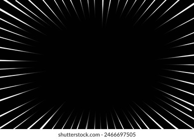 explosión de cómic flash. Fondo de líneas abstractas radiales. Ilustración vectorial para el diseño de superhéroes. tira de luz blanca negra. Brillo de ráfaga de rayo de destello. sello de la lucha del héroe de dibujos animados. 