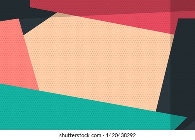 Comic book geometric pop art retro background. Abstract vector pattern 80s-90s. Halftone trendy frame for text banner.