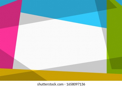Comicbuch geometrischer Pop-Art-Retro-Hintergrund. Abstrakte Vektorillustration Muster 80er bis 90er. Halftone trendiger Rahmen für Textbanner.