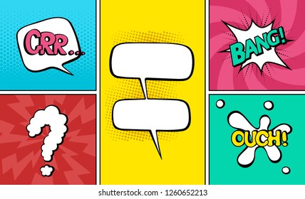 Comic book. Grr. Bang. Ouch. Vector illustration in pop art style