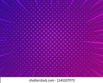 Comic book halftone effect template with radial colorful background, vector illustration eps 10.