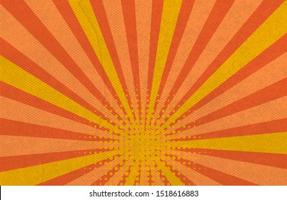 Comic book halftone texture pop art background. Retro color style. Vintage pastel colors vector illustration. Circus radial retro background.