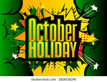 Comic book Halloween holiday presentation template. Vector graphic for celebration presentation slide, banners and web design with cartoon elements.