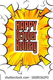 Comic book Halloween holiday presentation template. Vector graphic for celebration presentation slide, banners and web design with cartoon elements.