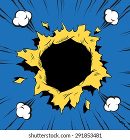 Comic Book Hole, Boom Explosion Vector Illustration