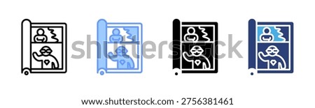 Comic Book icon set multiple style collection
