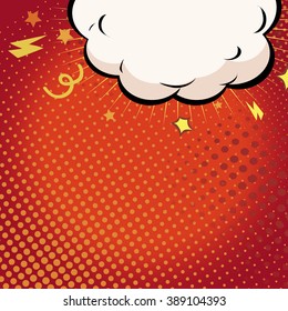 Comic book illustration with explosion on top. 