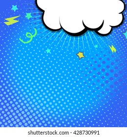 Comic book illustration with explosion on top. Vector