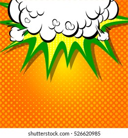 Comic book illustration with explosion on top. Vector illustration