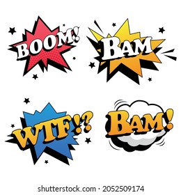 Comic book lettering collection on white background - Vector illustration