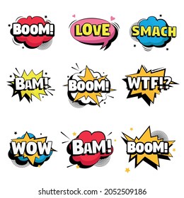 Comic book lettering collection on white background - Vector illustration