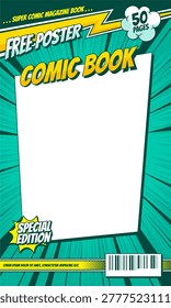 Comic book magazine background in pop art style template