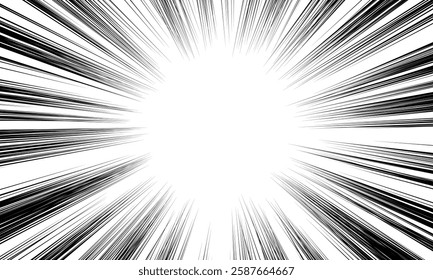 Comic book and manga speed line background. Superhero action, explosion background. Vector illustration