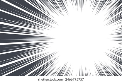 Comic book and manga speed lines background. Manga speed frame, Super Hero action, explosion background. Black and white vector illustration