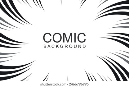 Comic-Buch und Manga Speed Lines Hintergrund. Manga Speed Frame, Super Hero Action, Explosion Hintergrund. Schwarz-Weiß-Vektorillustration