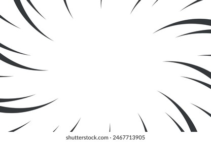 Comic book and manga speed lines background. Manga speed frame, Super Hero action, explosion background. Black and white vector illustration