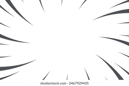 Comic book and manga speed lines background. Manga speed frame, Super Hero action, explosion background. Black and white vector illustration