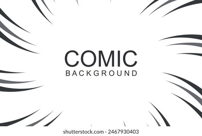 Fondo de líneas de velocidad de cómics y manga. Marco de velocidad del manga, acción del superhéroe, fondo de la explosión. Ilustración vectorial en blanco y negro