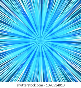 Comic book page abstract background with blue circles radial dark and light rays humor effects. Vector illustration