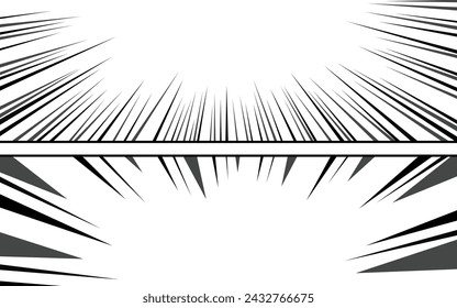 Comic book page background with radial effect. Black and white vector retro illustration