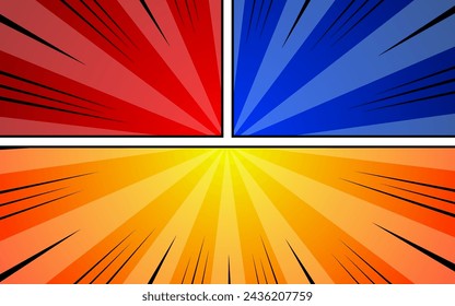 Comic book page background with radial effect, halftone, in pop art style. Vector illustration