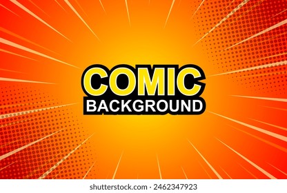 Comic book page background with rays, radial effect and halftone effect. Vector illustration
