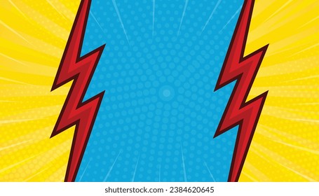 Fondo de la página del libro de historietas con dos fondo de semitono de diálogo trueno y vacío con dos truenos. estilo de libro de historietas