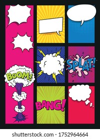 Comicbuchhintergrund. Vintage Comics Buch Poster. Comic-Soundeffekt