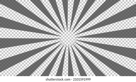 Página de historietas con líneas negras aisladas en fondo transparente. Plantilla con la textura de efecto de los rayos de explosión de flash. Ilustración del vector
