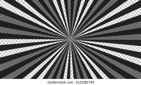 Comic book page with black lines isolated on transparent background. Template with flash explosion rays effect texture. Vector illustration