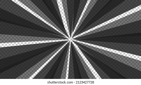 Comic book page with black lines isolated on transparent background. Template with flash explosion rays effect texture. Vector illustration