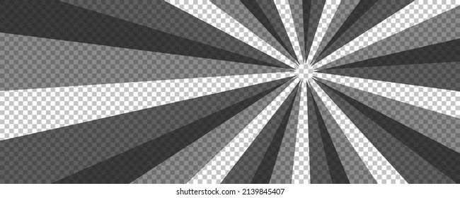 Comic book page with black lines isolated on transparent background. Template with flash explosion rays effect texture. Vector illustration
