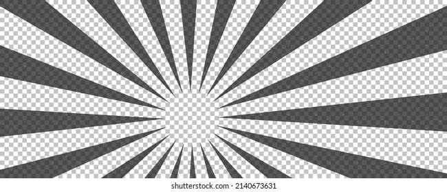 Comic book page with black lines isolated on transparent background. Template with flash explosion rays effect texture. Vector illustration